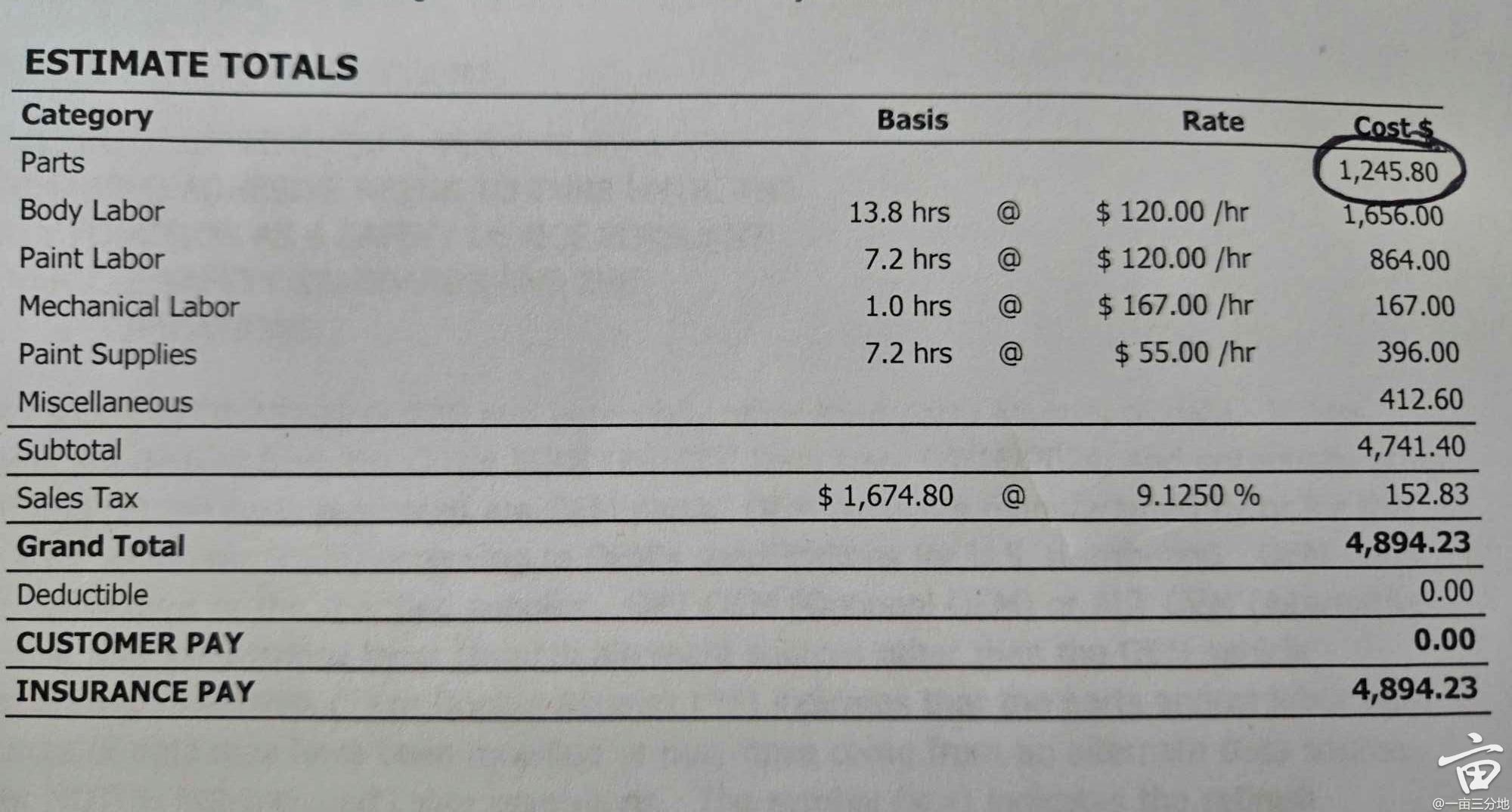 [请教] 小刮蹭但body shop建议大面积重上漆 有必要吗？(附estimate)|一亩三分地车版